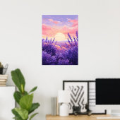 Lavender Field Sunset Wall Art Print Poster (Thuiskantoor)
