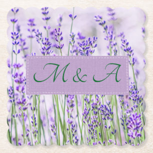 Lavender Fields bruiloft geschulpte papier Onderze Kartonnen Onderzetters