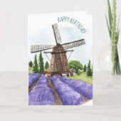 Lavender Fields en Windmill Birthday Card Kaart (Voorkant)