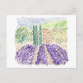 Lavender Fields France Waterverf Travel Briefkaart (Voorkant)