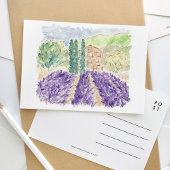 Lavender Fields France Waterverf Travel Briefkaart