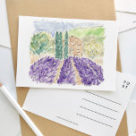 Lavender Fields France Waterverf Travel Briefkaart<br><div class="desc">Een prachtig geschilderd waterverf briefkaart met lavendervelden in Provence,  Frankrijk.</div>