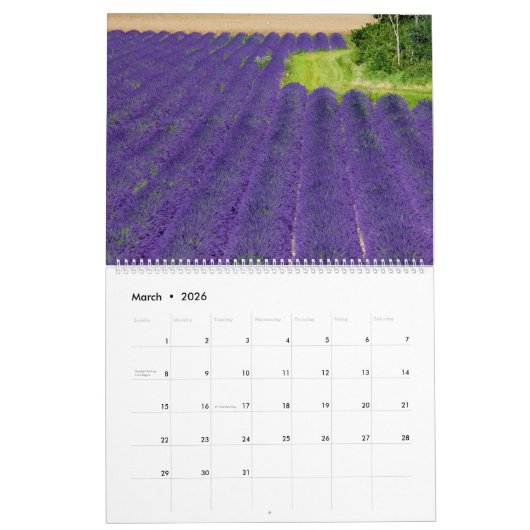 Lavender Fields Kalender (Mar 2026)