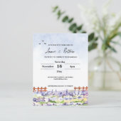 Lavender Fields Landschap Wedding Invitation Briefkaart (Staand voorkant)