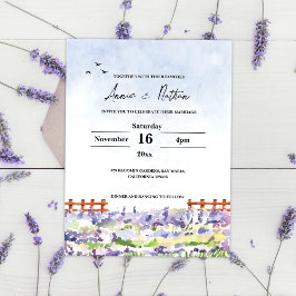 Lavender Fields Landschap Wedding Invitation Briefkaart