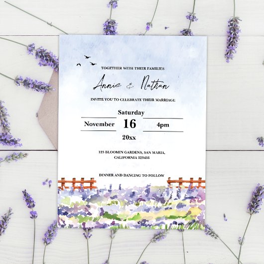 Lavender Fields Landschap Wedding Invitation Briefkaart