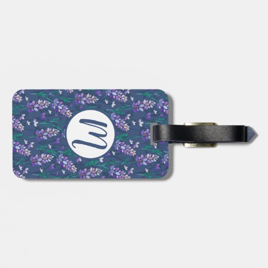 Lavender Fields patroon in Paars Bagagelabel (Achterkant horizontaal)
