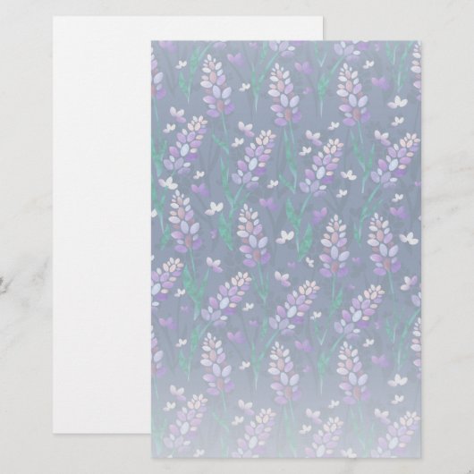 Lavender Fields patroon in Paars Briefpapier (Voorkant / Achterkant)