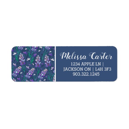 Lavender Fields patroon in Paars Etiket (Voorkant)