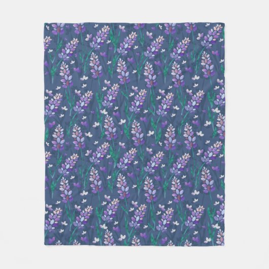 Lavender Fields patroon in Paars Fleece Deken (Voorkant)