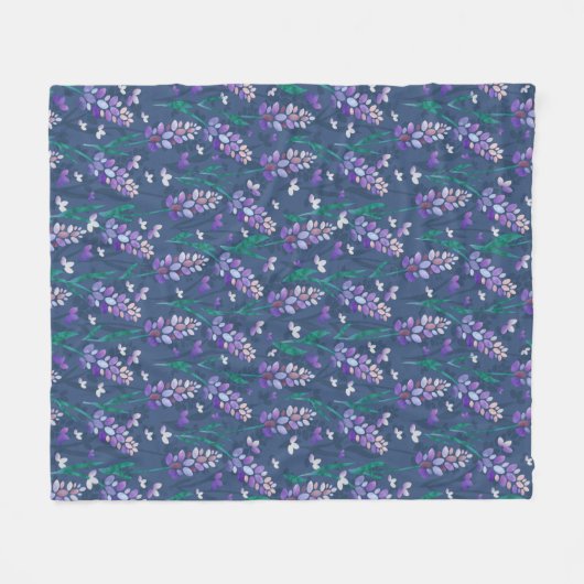 Lavender Fields patroon in Paars Fleece Deken (Voorkant (Horizontaal))