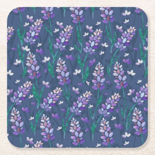 Lavender Fields patroon in Paars Kartonnen Onderzetters (Voorkant)