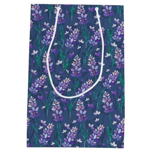 Lavender Fields patroon in Paars Medium Cadeauzakje (Achterkant)
