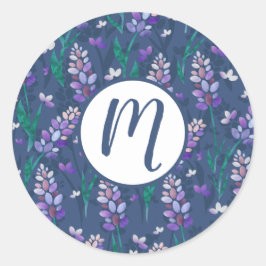 Lavender Fields patroon in Paars Ronde Sticker