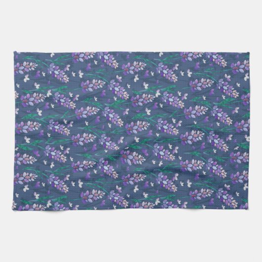 Lavender Fields patroon in Paars Theedoek (Horizontaal)