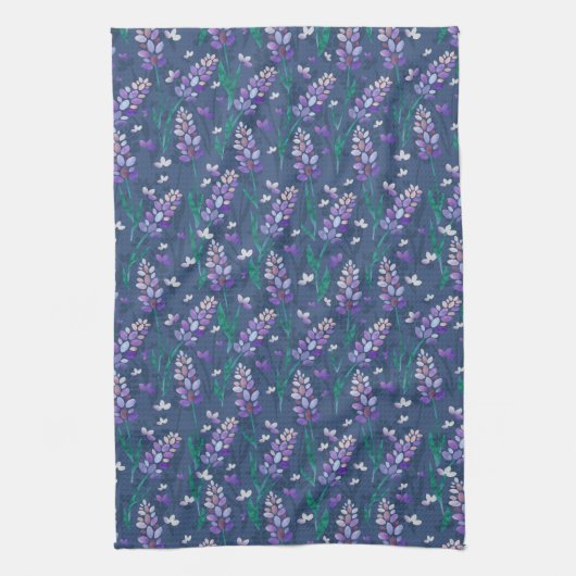 Lavender Fields patroon in Paars Theedoek (Verticaal)