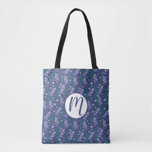 Lavender Fields patroon in Paars Tote Bag (Voorkant)