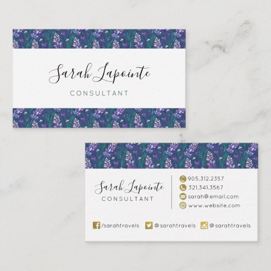 Lavender Fields patroon in Paars Visitekaartje (Voorkant / Achterkant)