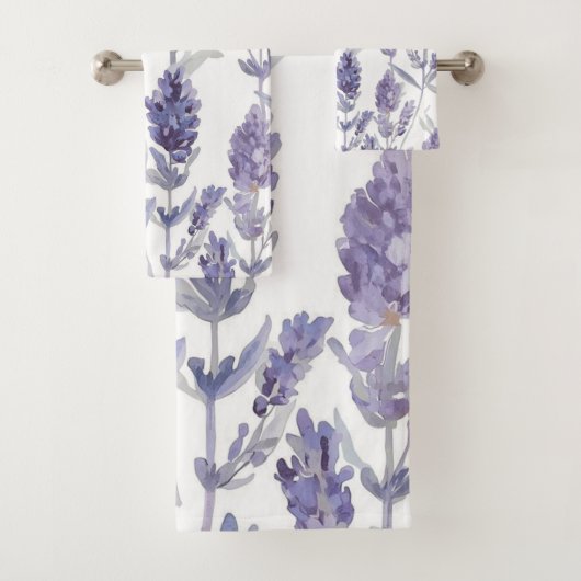 Lavender Fields | Purple Watercolor Flower Pattern Bad Handdoek (Insitu)
