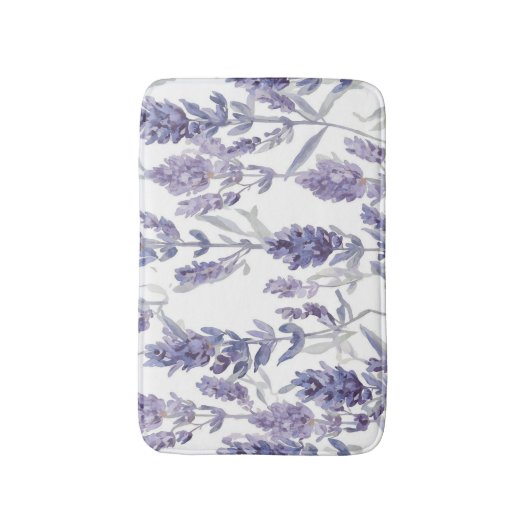 Lavender Fields | Purple Watercolor Flower Pattern Badmat (Voorkant Verticaal)