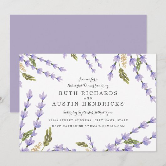 Lavender Fields repesal Dinner Kaart (Voorkant / Achterkant)