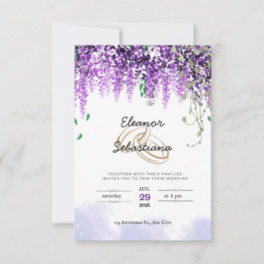 Lavender Fields Wedding Card Uitnodiging (Voorkant)