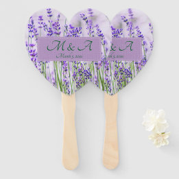 Lavender Fields Wedding Heart Hand Fans Handwaaier