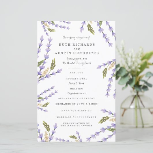 Lavender Fields Wedding Programs (Staand voorkant)