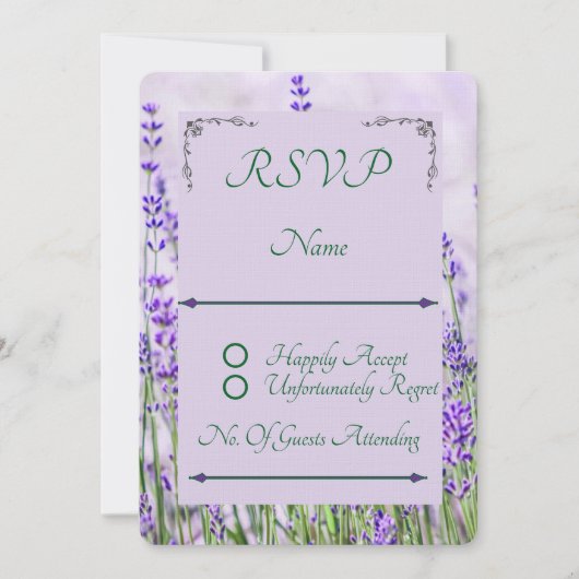 Lavender Fields Wedding RSVP Response Kaart (Voorkant)