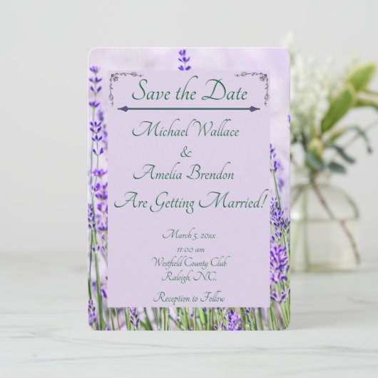 Lavender Fields Wedding Save the Date Kaart (Staand voorkant)