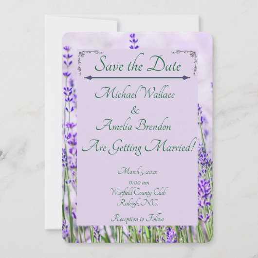 Lavender Fields Wedding Save the Date Kaart (Voorkant)