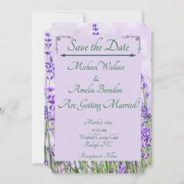 Lavender Fields Wedding Save the Date Kaart