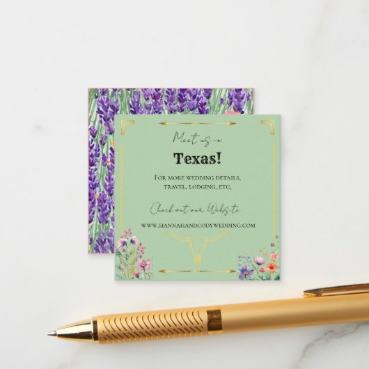 Lavender Fields Western Wedding Enclosure Card Informatiekaartje (Voorkant / Achterkant in situ)