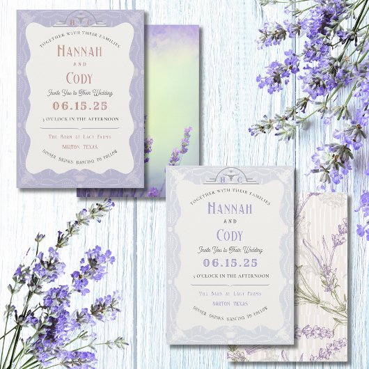 Lavender Fields Westerne Boho bruiloft uitnodiging