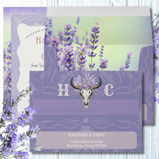 Lavender Fields Westerne Boho bruiloft uitnodiging