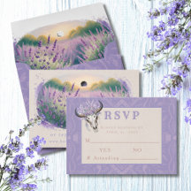 Lavender Fields Westerne Boho Wedding RSVP Kaart