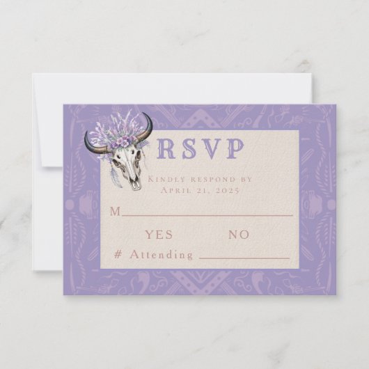 Lavender Fields Westerne Boho Wedding RSVP Kaart (Voorkant)