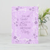 Lavender Floral 13th Birthday Party Kaart (Staand voorkant)
