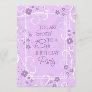 Lavender Floral 13th Birthday Party Kaart