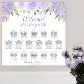 Lavender Floral 16 Table Wedding Seating Chart Poster