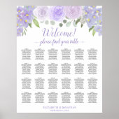 Lavender Floral 24 Table Wedding Seating Chart Poster (Voorkant)