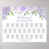 Lavender Floral 25 Table Wedding Seating Chart Poster (Voorkant)