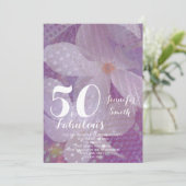 Lavender Floral 50 & Fabulous Birthday Invitation Kaart (Staand voorkant)