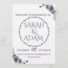 Lavender Floral All-in-One Wedding Invite Kaart