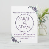 Lavender Floral All-in-One Wedding Invite Kaart (Staand voorkant)
