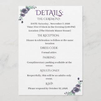 Lavender Floral All-in-One Wedding Invite Kaart