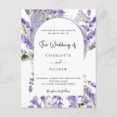 Lavender floral arch White script bruiloft invitat Briefkaart (Voorkant)