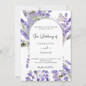 Lavender floral arch White script bruiloft Kaart (Voorkant)
