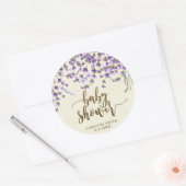 lavender floral baby shower bevoordeelt sticker (Envelop)