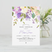 Lavender Floral Baby shower Invitation Kaart (Staand voorkant)